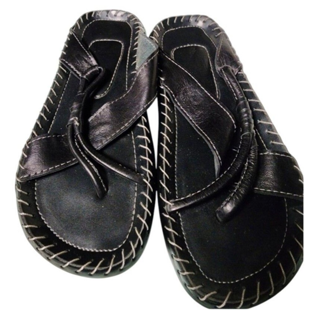 African Hand Made Sandals Mens 7 US 9 Made in Ghana by Kwame Baali Black Leather